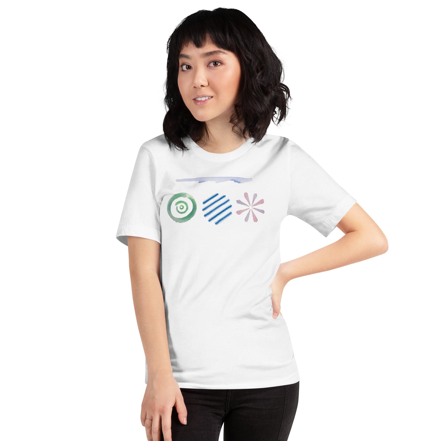 Female model wearing the beach Day #3 T-Shirt in White from the front.
